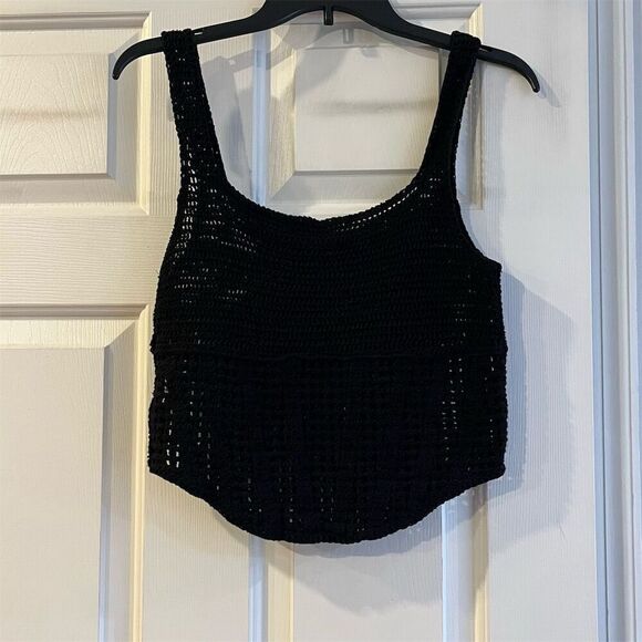 Rebellion Again Women's Black Cropped Knitted Top Size M Casual Spring - Picture 7 of 7